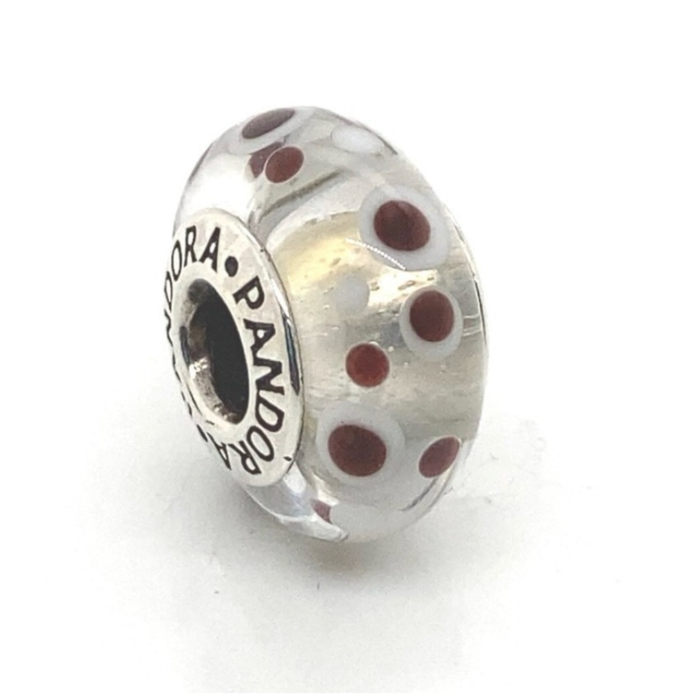 Authentic Pandora Retired White Bubbles Murano Glass 925 Ale Sterling Charm